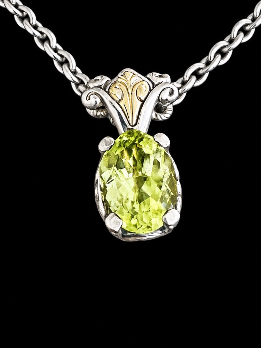 Ann King Retired Orchid Pendant Sterling Silver 18K Gold Citrine Signed